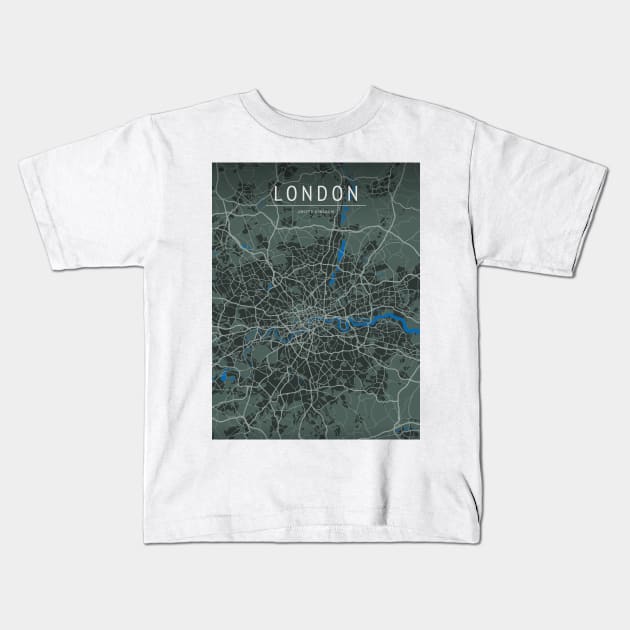 LONDON UK MAP Kids T-Shirt by boy cartograph